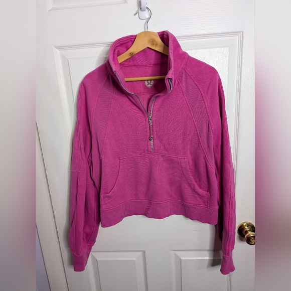 Lululemon Womens Pullover Oversized Pink Scuba Funnel Neck Half Zip Size M/L - Picture 1 of 4